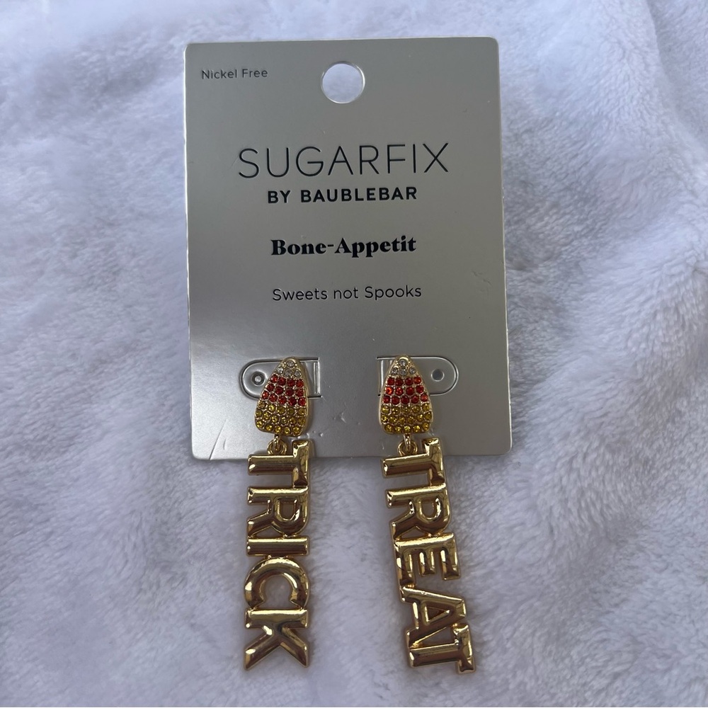 Sugarfix Baublebar Trick or Treat Halloween Earrings Bone Appetit candy corn